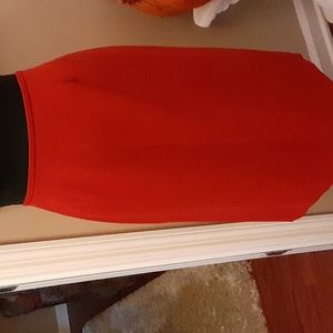 Le Suit Petite red fully lined pencil skirt hidden zip 100% polyester sz…8P EUC
